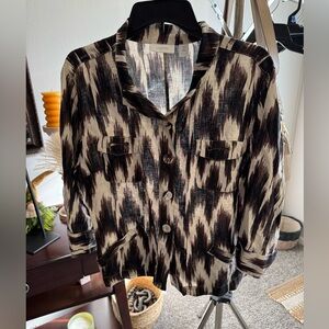 Chico's Black and Cream Button Down Shirt